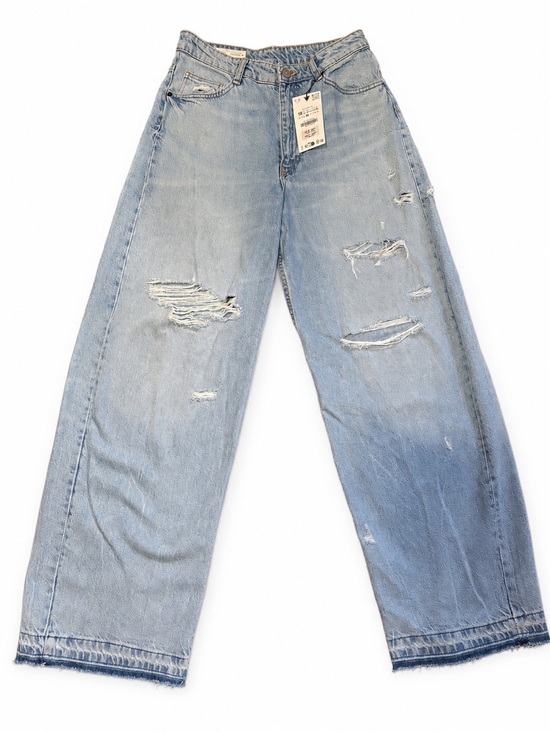 Zara Denim - Light Blue Distressed Women’s Wide-Leg Jeans